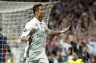 Ronaldo rejoices after scoring his 100th Champions League goal, against Bayern Munich
